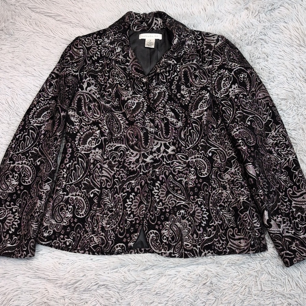Pursuits Ltd. Jacket Womens 8 Paisley Blazer Comfort Snap Up Preppy Comfort